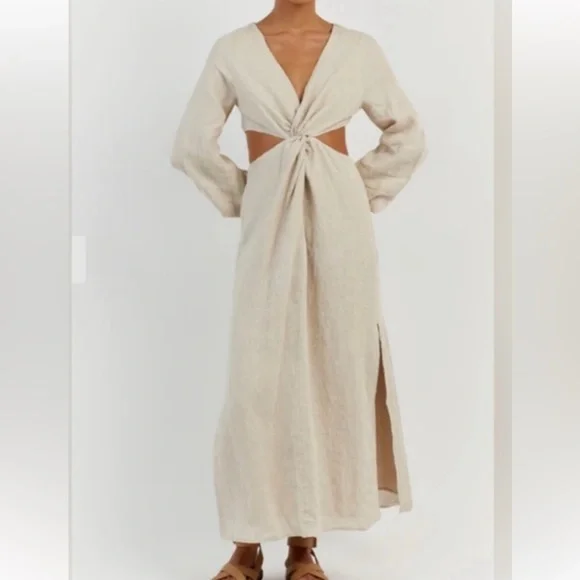 Dissh Dresses | Dissh Tina Maxi Dress in Natural Linen - Picture 3 of 7